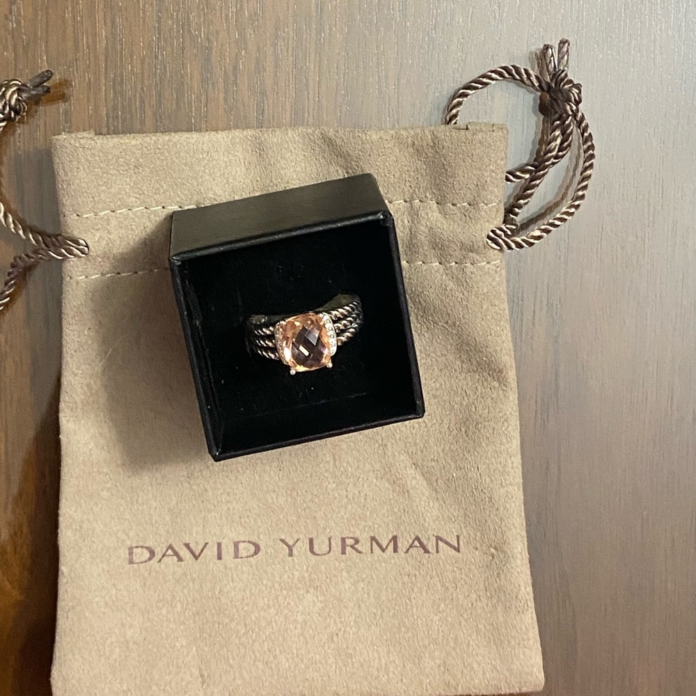 David Yurman Petite Wheaton Ring, Morganite with Diamonds - Picture 8 of 11